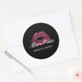 Roter Glitzer Kiss Lips Business Makeup Artist Runder Aufkleber (Umschlag)