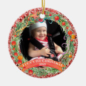 Roter Glitzer Kreath Erster Weihnachtsschmuck (Vorne)