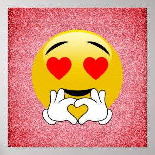 Roter Glitzer Liebe Herz Emoji Poster
