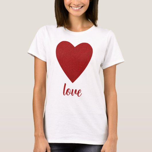 Roter Glitzer Liebe Herzform T-Shirt (Vorderseite)