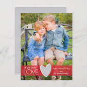 Roter Glitzer Liebe Valentinstag Fotokarte Feiertagskarte (Vorne/Hinten)