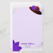 Roter Glitzer, lila Lavendel Briefpapier (Vorne/Hinten)