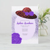 Roter Glitzer, lila Lavendel Ladys Luncheon Einladung (Stehend Vorderseite)