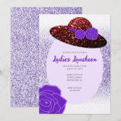 Roter Glitzer, lila Lavendel Ladys Luncheon Einladung (Vorne/Hinten)