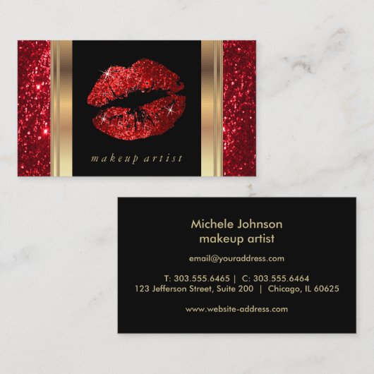 Roter Glitzer Lipno Visitenkarte (Vorne/Hinten)