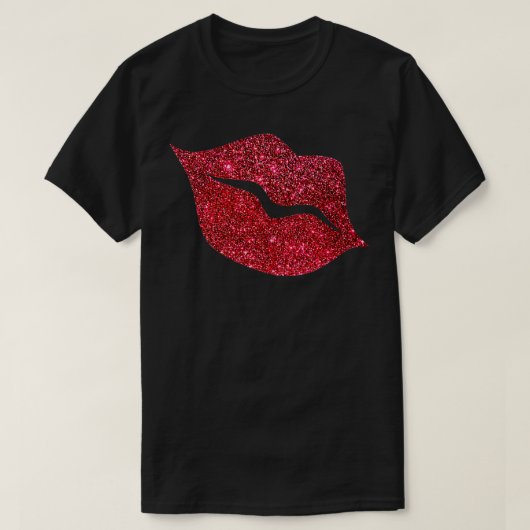 Roter Glitzer Lippen fotorealistisch T-Shirt (Design vorne)