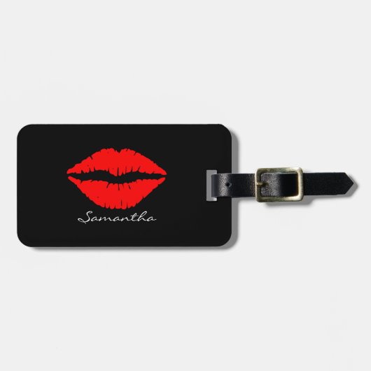 Roter Glitzer Lippt Personalisierte Bezeichnung Gepäckanhänger (Vorderseite horizontal)