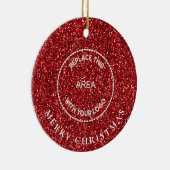 Roter Glitzer Logo Firmenname Frohe Weihnachten Keramik Ornament (Rechts)