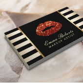 Roter Glitzer Makeup Artist Rote Streifen Visitenkarte