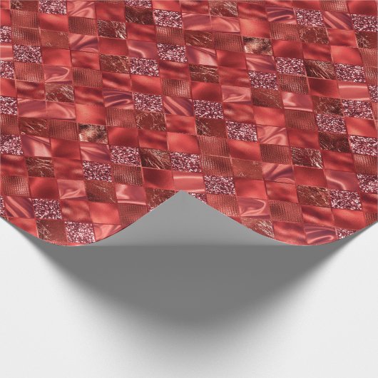 Roter Glitzer Metallic Shiny Weihnachtsfest Geschenkpapier (Ecke)