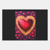 Roter Glitzer mit Herzen Geschenkpapier Set (Vorderseite 3)