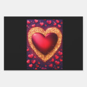 Roter Glitzer mit Herzen Geschenkpapier Set (Vorderseite 2)