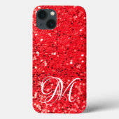 Roter Glitzer mit Monogramm Case-Mate iPhone Hülle (Rückseite)
