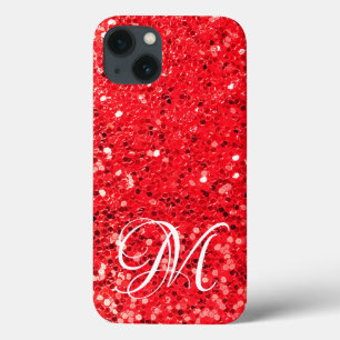 Roter Glitzer mit Monogramm Case-Mate iPhone Hülle