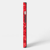 Roter Glitzer mit Monogramm iPhone Hülle (Linke Seite)