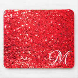 Roter Glitzer mit Persönlicher Monogramm Mousepad