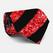 Roter Glitzer mit schwarzen Zebrastreifen Krawatte (Gerollt)