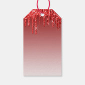 Roter Glitzer Moderne Typografie Elegant Minimalis Geschenkanhänger (Rückseite)