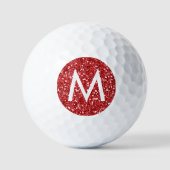 Roter Glitzer Moderner anfänglicher Mit Monogramm Golfball (Vorderseite)