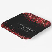 Roter Glitzer Name Frohe Weihnachten Schwarz Pappteller (Gewinkelt)