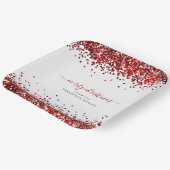 Roter Glitzer Name Frohe Weihnachten Weiß Pappteller (Gewinkelt)