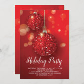 Roter Glitzer Ornament Feiertag Einladung (Vorne/Hinten)