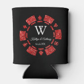 Roter Glitzer Poker Casino Dosenkühler (Rückseite)