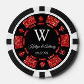 Roter Glitzer Poker Casino Pokerchips (Vorderseite)