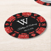 Roter Glitzer Poker Casino Runder Pappuntersetzer (Angewinkelt)