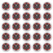 Roter Glitzer Poker Chip Casino Hochzeitsfeier 3cm Aufkleber (Vorderseite)