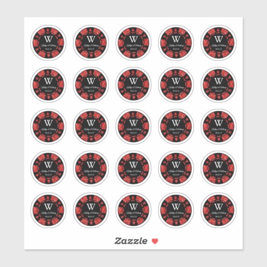 Roter Glitzer Poker Chip Casino Hochzeitsfeier 3cm Aufkleber (Blatt)