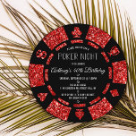 Roter Glitzer Poker Chip Poker Geburtstagsparty Einladung<br><div class="desc">Feiern Sie stilvoll mit diesen trendigen Poker-Einladungen zum Geburtstag. Das Design ist leicht mit Ihrer eigenen Formulierung zu personalisieren und Ihre Familie und Freunde werden begeistert sein,  wenn sie diese fabelhaften Party-Einladungen erhalten.</div>