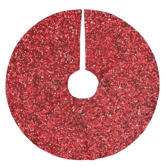Roter Glitzer Polyester Weihnachtsbaumdecke (Vorderseite)