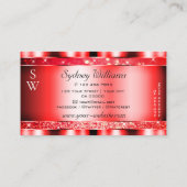 Roter Glitzer Ruby Roter Blick Sterne Initialen Visitenkarte (Rückseite)