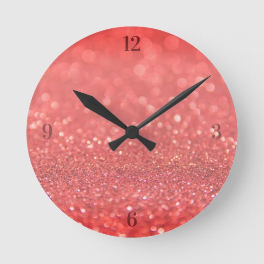 Roter Glitzer Runde Wanduhr (Vorderseite)