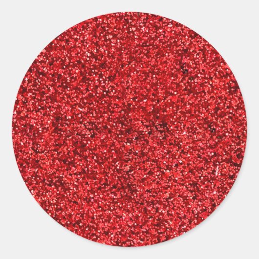 Roter Glitzer Runder Aufkleber (Vorderseite)