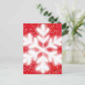 Roter Glitzer-Schneeflocke Feiertagspostkarte (Stehend Vorderseite)