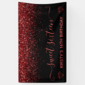 Roter Glitzer, Schwarz und Imitat Süß 16 Banner (Vertikal)