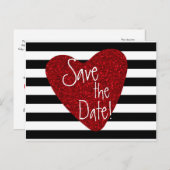 Roter Glitzer Schwarz-weiß gestrichene Postkarte (Vorne/Hinten)