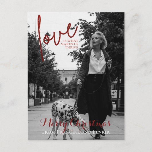 Roter Glitzer Script Elegantes Foto Weihnachten Postkarte (Vorderseite)