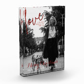 Roter Glitzer Script Elegantes Weihnachtsfest Foto (Links)