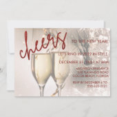 Roter Glitzer Script Neujahrsfeier Einladung (Vorderseite)