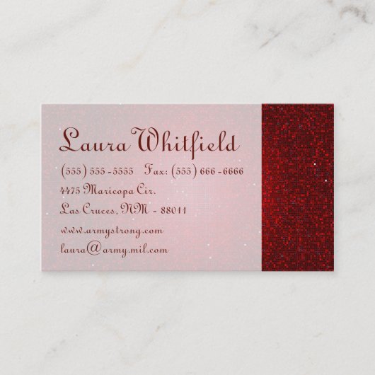 Roter Glitzer Sequin der Disco Glitz Business Card Visitenkarte (Vorderseite)