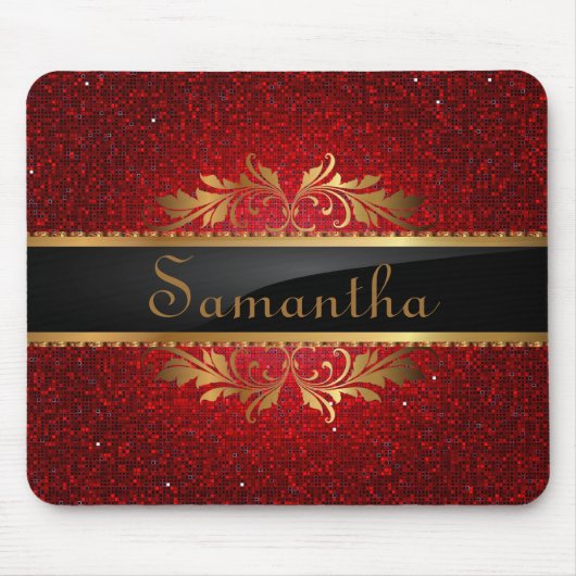 Roter Glitzer Sequin der Disco Personalisiert Mous Mousepad (Vorne)