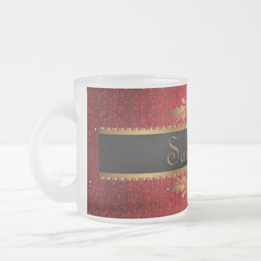 Roter Glitzer Sequin Mattiertem Glass Kaffee Tasse (Links)