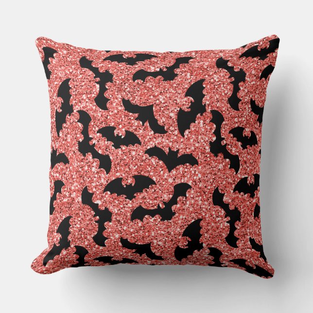 ROTER GLITZER SIEHT MIT SCHWARZEN BATTEN AUS KISSEN (Vorderseite)