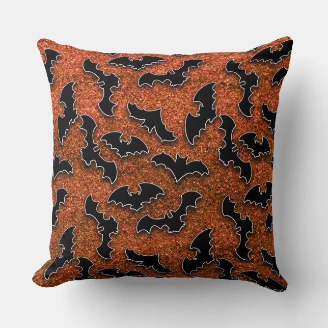 ROTER GLITZER SIEHT MIT SCHWARZEN BATTEN AUS KISSEN (Vorderseite)