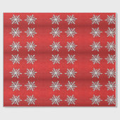 Roter Glitzer Snowflake Geschenkpapier (Flach)