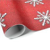 Roter Glitzer Snowflake Geschenkpapier (Rolleneckpunkt)