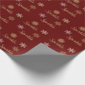 Roter Glitzer Sparkasse Snowflakes Geschenkpapier (Ecke)
